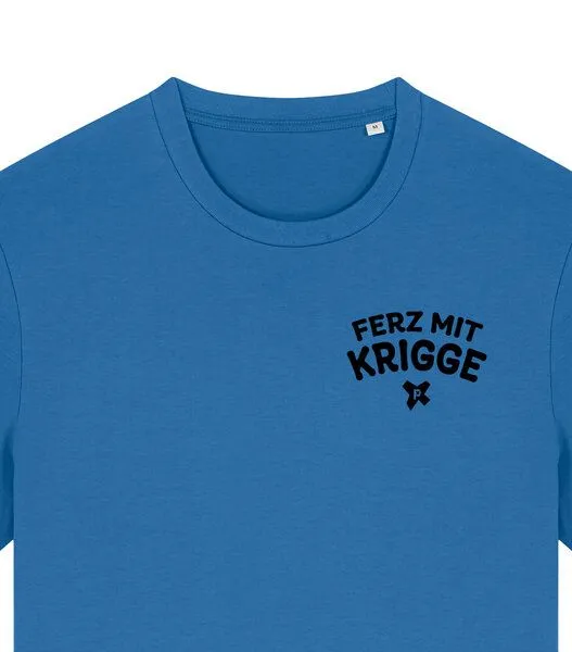 päfjes päfjes Ferz mit Krigge Hessisch Spruch - Fair Organic Cotton Unisex / Männer T-Shirt, Blau (mindful blue), – Produktbild 2 von 4