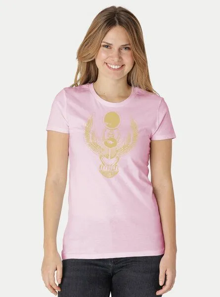 Peaces.bio - handbedruckte Biomode Peaces.bio - handbedruckte Biomode Damen Fit T-Shirt Cheper, Rosa, – Produktbild 2 von 2