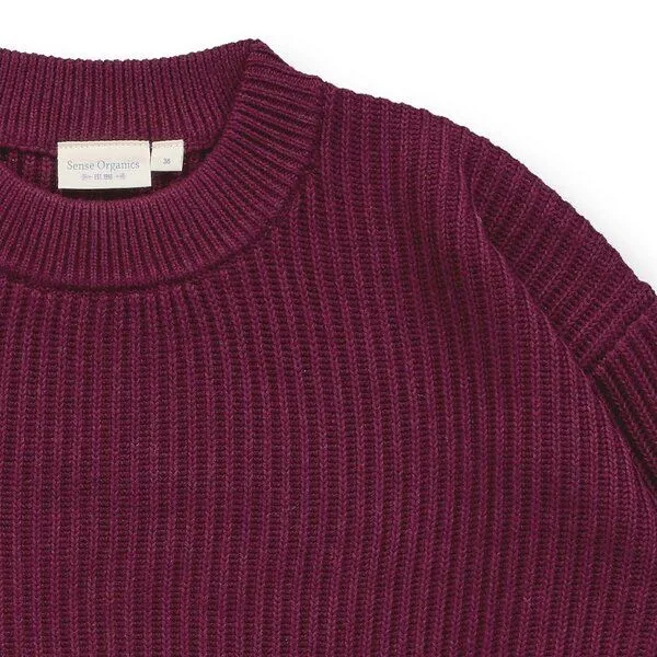 Sense Organics sense-organics Strickpullover für Damen, Modell FASSILA, Bordeaux-rote melange, – Produktbild 2 von 3