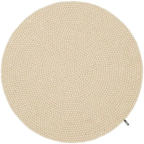myfelt myfelt Filzkugelteppich rund, 100% Schurwolle, Levi (beige), – Produktbild 1 von 4