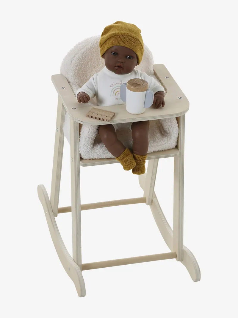 Vertbaudet Puppen-Schaukelstuhl aus Holz FSC®, Braun, – Produktbild 3 von 4