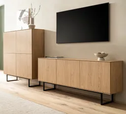 Furn.Design Wohnwand Breda, (Wohnzimmer Set in Stone Eiche Dekor, 2-teilig, ca. 280 cm), 14 Fächer, Push-To-Open-Funktion – Produktbild 1 von 1