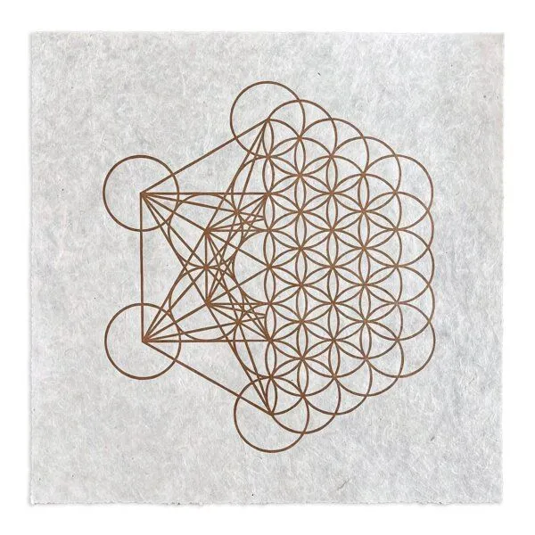 Veskor Cassiopeia Veskor Cassiopeia METAFLOWER Heilige Geometrie Linoldruck | 35 × 35 cm | Kupfer auf Naturweiß – Produktbild 1 von 4