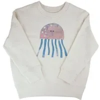 MelaDi Meladi Kinder Sweater aus Biobaumwolle - Qualle auf Natural White, White, – Produktbild 1 von 1