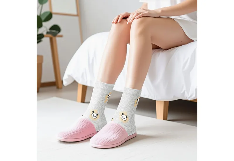 BRUBAKER Socken Lustiges Damensocken Set mit süßen Bären - Cute Panda (Schwarz, Grau, Weiß und Glitzer, 5-Paar, Bärensocken Geschenkset für Frauen) Weich und Kuschelig, Bunt, – Produktbild 3 von 5