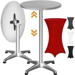 Casaria® Stehtisch Silber 115x60cm + Husse Rot Ø60cm – Produktbild 1 von 1