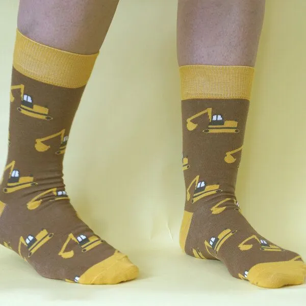 Fräulein Prusselise Fräulein Prusselise Bagger Socken braun gelb bunt gemustert – Produktbild 2 von 3