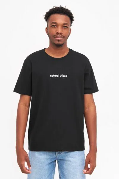 Natural Vibes T-Shirt Natural Vibes Bio GOTS | Natural Vibes Logo T-Shirt | Schwarzes T-Shirt | Herren Damen T-Shirt – Produktbild 2 von 4