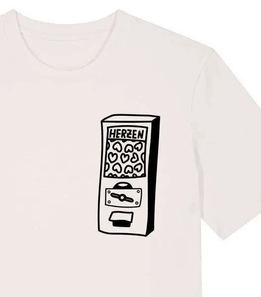 päfjes päfjes Der Herzen Automat - Kaugummiautomat - Fair Wear Unisex Bio T-Shirt, Natur, – Produktbild 1 von 3