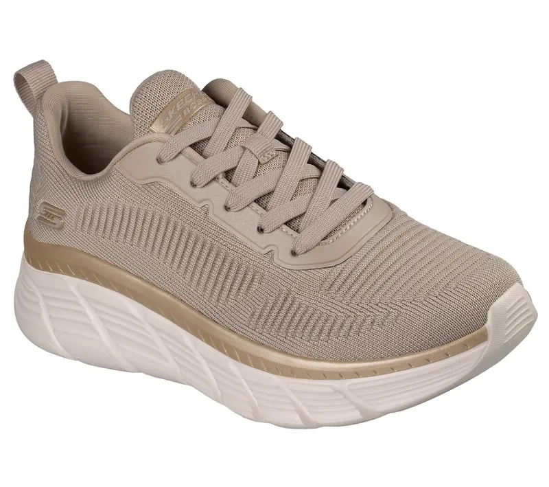 Skechers Skechers BOBS B FLEX HI-FLYING HI Sneaker, Trainingsschuh, Schnürschuh, Freizeitschuh in veganer Verarbeitung, Braun|goldfarben, – Produktbild 3 von 5