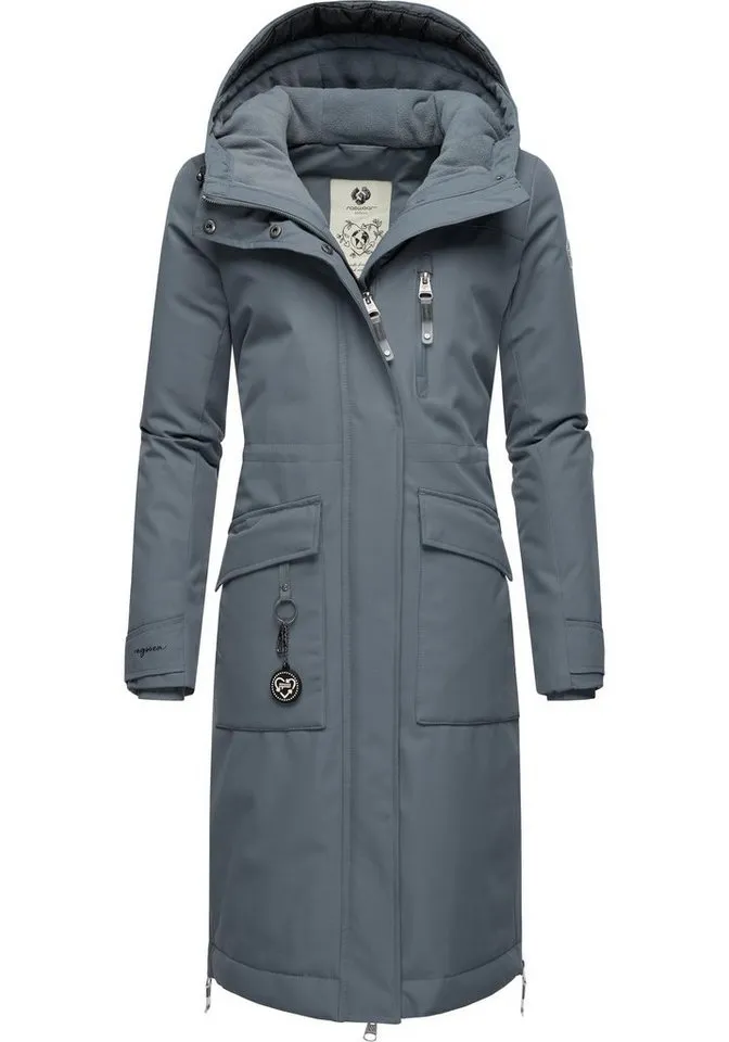 ragwear ragwear Wintermantel Refutura Remake Langer wasserdichter Mantel mit Kapuze, Grau, – Produktbild 2 von 4