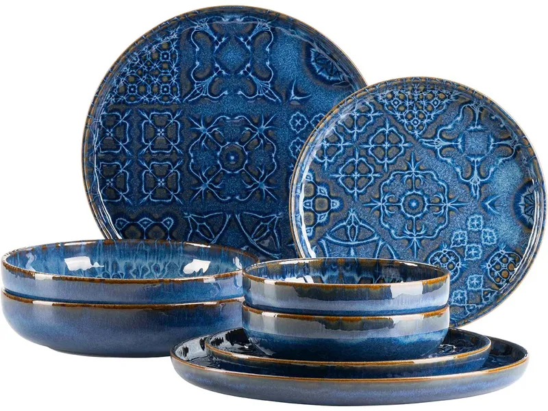 Mäser Mäser Kombiservice 8-tlg. "Trad. Tiles" Steinzeug, Blau, – Produktbild 1 von 5