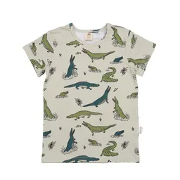 Walkiddy Kinder T-Shirt GOTS-zertifiziert aus Bio-Baumwolle, hell mit lustigen Krokodilen, kurzarm – Walkiddy, weich, hautfreundlich & alltagstauglich – Produktbild 1 von 1