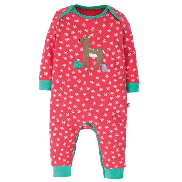 Frugi Frugi Baby-Strampler Rehkitz Charlie Romper/Watermelon Cherry Blossom/Deer – Produktbild 2 von 2