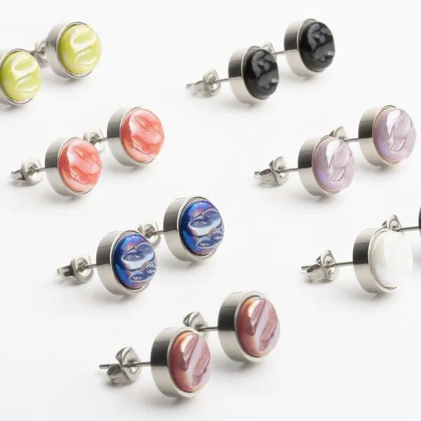 ALEXASCHA ALEXASCHA Edelstahl Ohrstecker mit Glasstein | Silber, Grey, – Produktbild 4 von 5