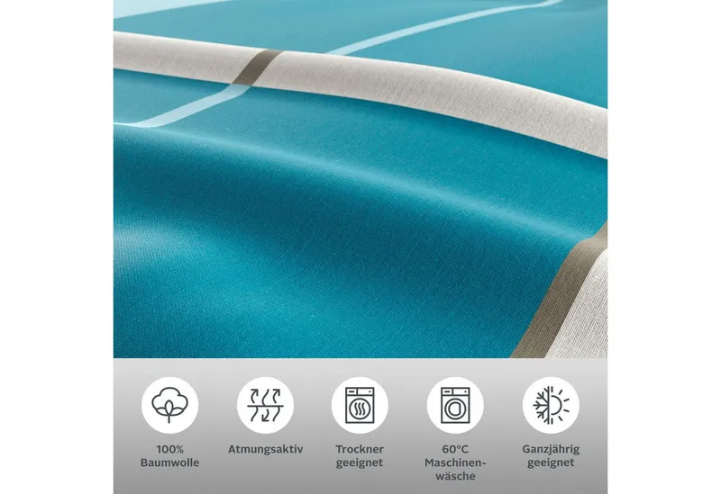 OTTO home Bettwäsche Golfi in Gr. 135x200 oder 155x220 cm, Linon, 2 teilig, sportliche Streifen Bettwäsche aus Baumwolle, Marke H.I.S by OTTO home, Blau, – Produktbild 5 von 5