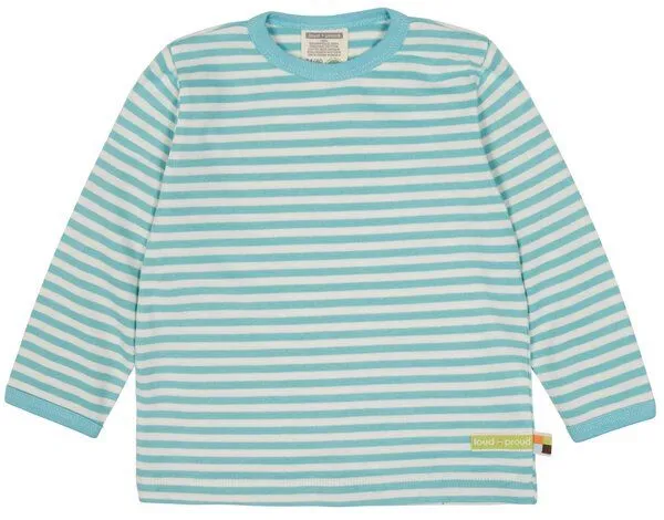 loud + proud loud + proud Babys & Kinder Shirt Streifen, GOTS-zertifiziert, Cyan(petrol), – Produktbild 1 von 2