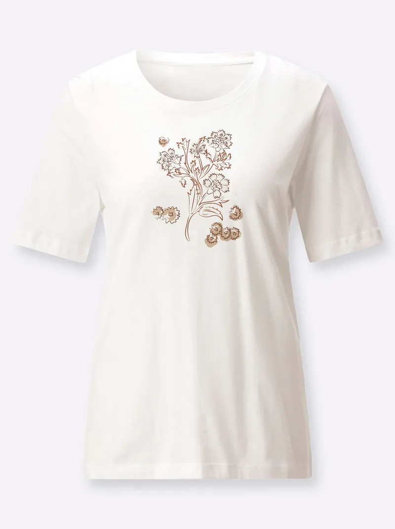 Witt Rundhalsshirt ecru-schoko, Ecru-schoko, – Produktbild 1 von 2
