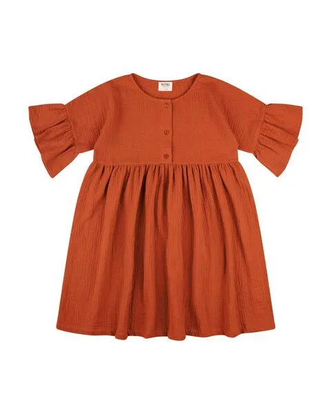 MATONA Matona Rüschenkleid aus Musselin für Kinder / Volant Dress, Brick, – Produktbild 3 von 3