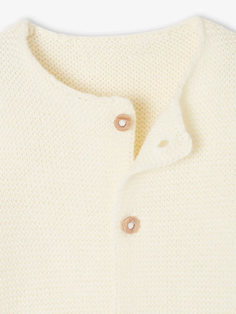 Vertbaudet Baby Strickjacke aus Baumwolle BASIC, Wollweiß, – Produktbild 2 von 3