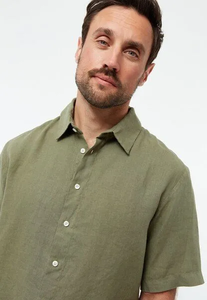 Givn Berlin Givn Berlin Kurzarmhemd GBKODA aus Leinen, Faded olive (linen), – Produktbild 3 von 4