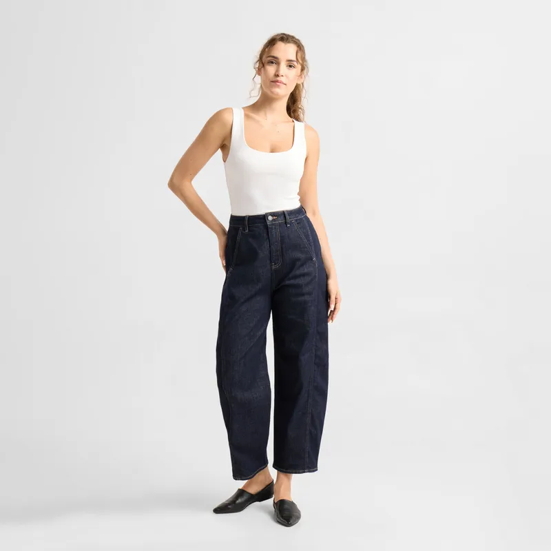 DAWN Wide Barrel Leg Jeans Modell: Moondust, Raw blue, – Produktbild 2 von 3