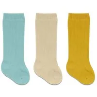 bistyle bistyle Baby-Socken Knielange Babysocken, 3er Pack ,zertifiziert, hoher Baumwollanteil, Nilgrün beige senfgelb, – Produktbild 1 von 1