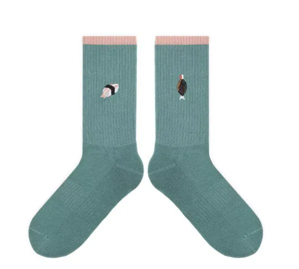 von Jungfeld von Jungfeld Mix & Match Tennis Socken mit Stickmotiven, Grün, – Produktbild 1 von 4