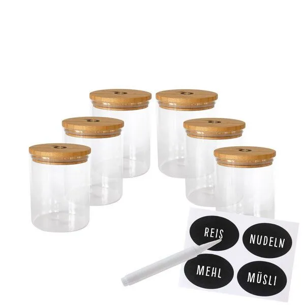 pandoo pandoo Vorratsgläser-Sets aus Borosilikatglas mit GRATIS Kreidestift und Etiketten – Produktbild 5 von 7