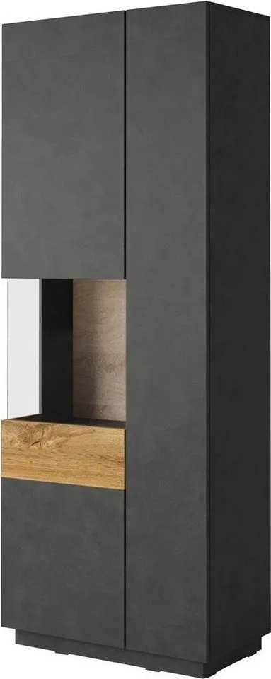 OTTO home Vitrine SILKE Höhe 207 cm, Grau, – Produktbild 2 von 8