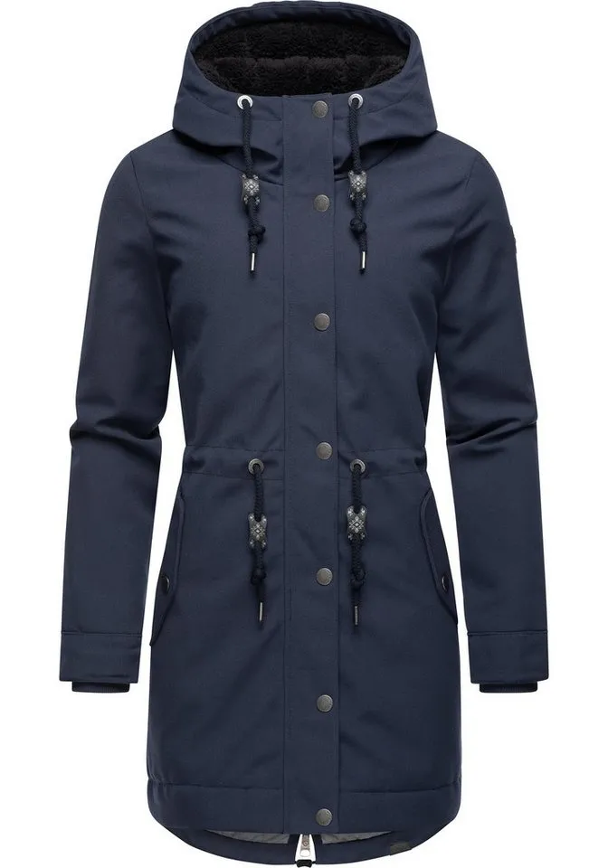 ragwear ragwear Kurzmantel Canny Canvas Wasserdichter Damen Wintermantel mit Kapuze, Blau, – Produktbild 2 von 3