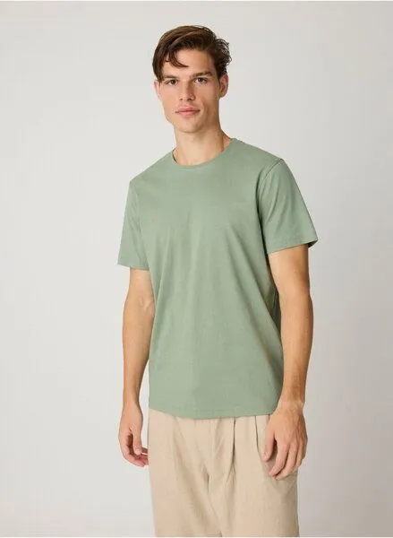 KnowledgeCotton Apparel KnowledgeCotton Apparel Basic T-Shirt O-Neck aus Bio-Baumwolle, Grün (lily-pad), – Produktbild 2 von 4