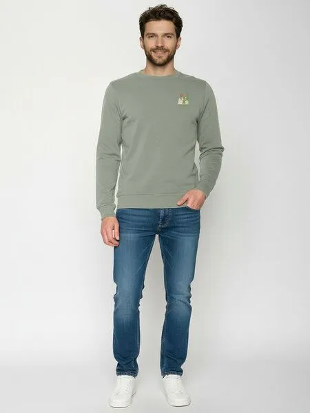 GreenBomb GREENBOMB Wild Pines Wild - Gemütliches Sweatshirt aus Bio-Baumwolle / hochwertiger Print / GOTS / Fair & Vegan, Grau (moos mint), – Produktbild 3 von 4