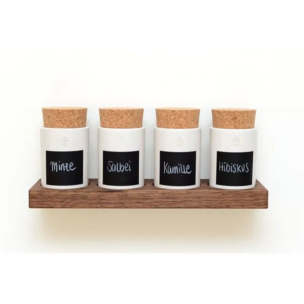 klotzaufklotz klotzaufklotz Gewürzregal Nussbaum, Taubenblau, – Produktbild 3 von 5