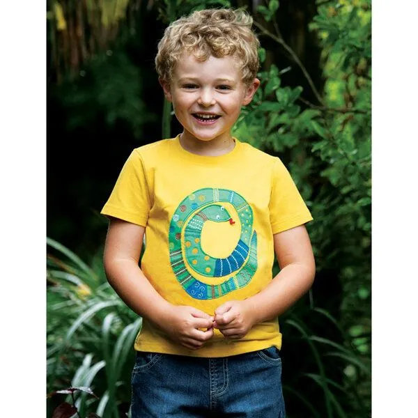 Frugi Frugi T-Shirt Schlange gelb Avery Applique Top – Produktbild 2 von 3