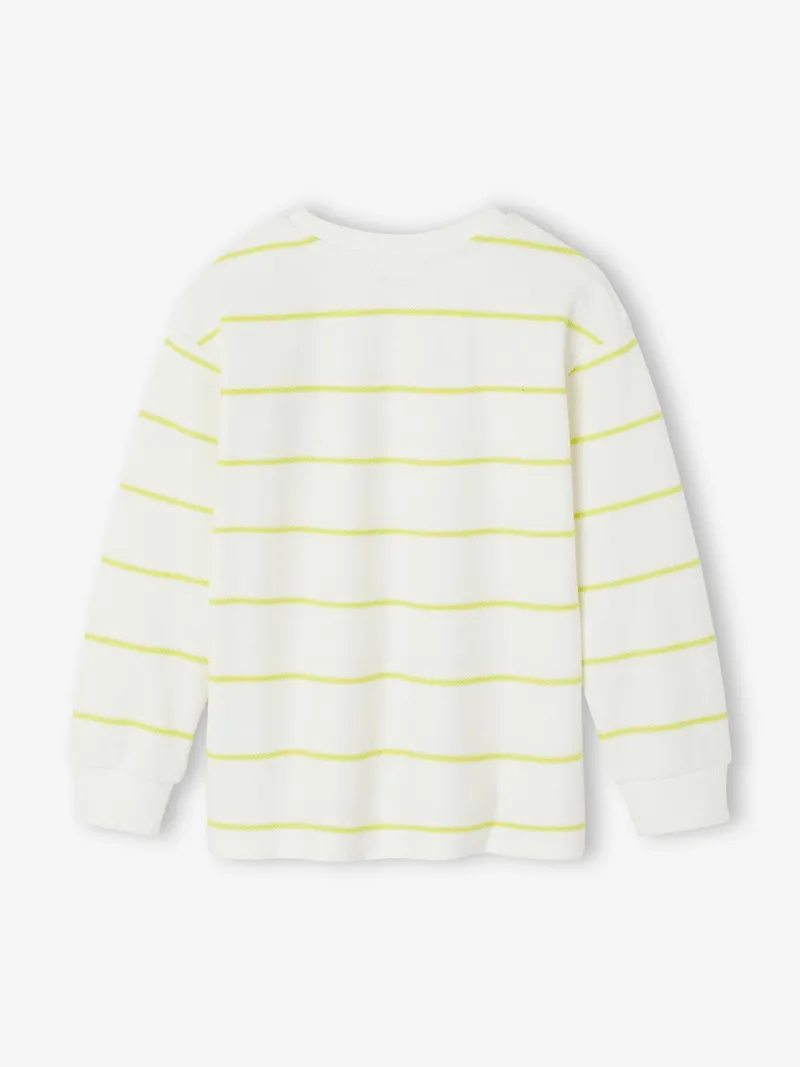 Vertbaudet Ringelshirt aus Pikee Jungen Let's go, Weiß, – Produktbild 2 von 3