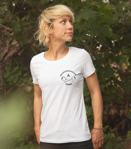 päfjes Marshmallow Gang - Brust Motiv - päfjes Fair Wear Frauen T-Shirt - White – Produktbild 2 von 4