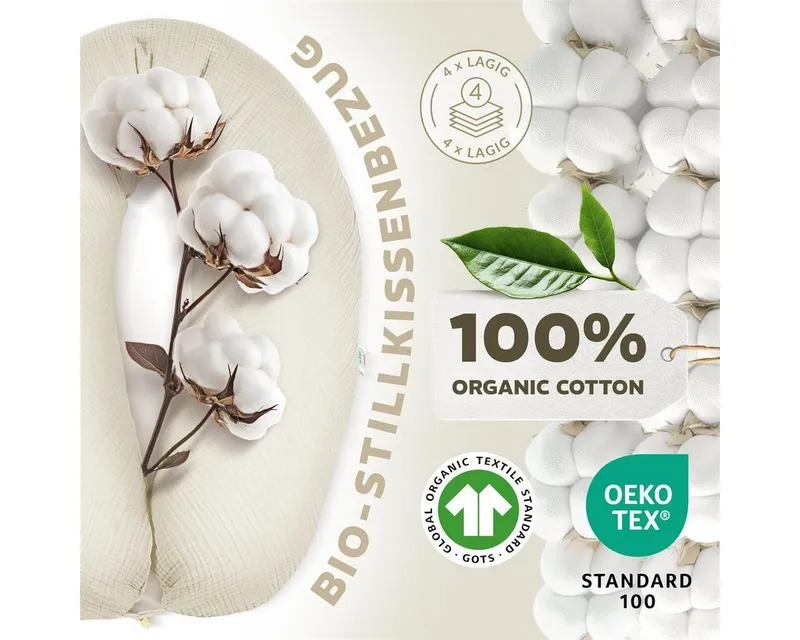 SEI Design Stillkissenbezüge Bezüg für Stillkissen Lagerungskissen Seitenschläferkissen 190x30 cm, 100% Baumwolle, Beige, – Produktbild 2 von 5