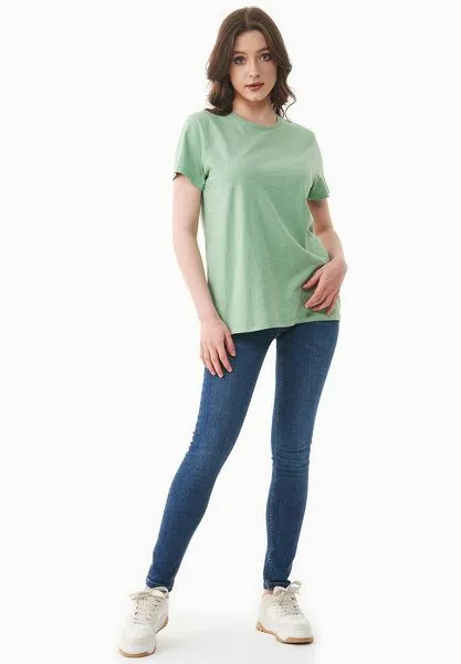 ORGANICATION ORGANICATION Damen Basic T-Shirt aus Bio-Baumwolle, Matcha green, – Produktbild 2 von 4