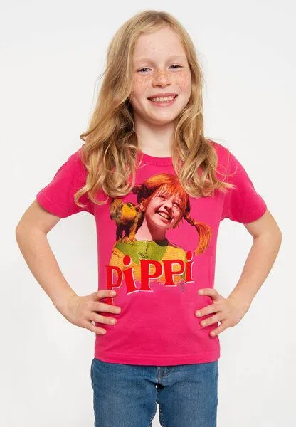 LOGOSH!RT LOGOSH!RT - Pippi Langstrumpf & Herr Nilsson - Bio T-Shirt - Kinder, Pink, – Produktbild 4 von 4