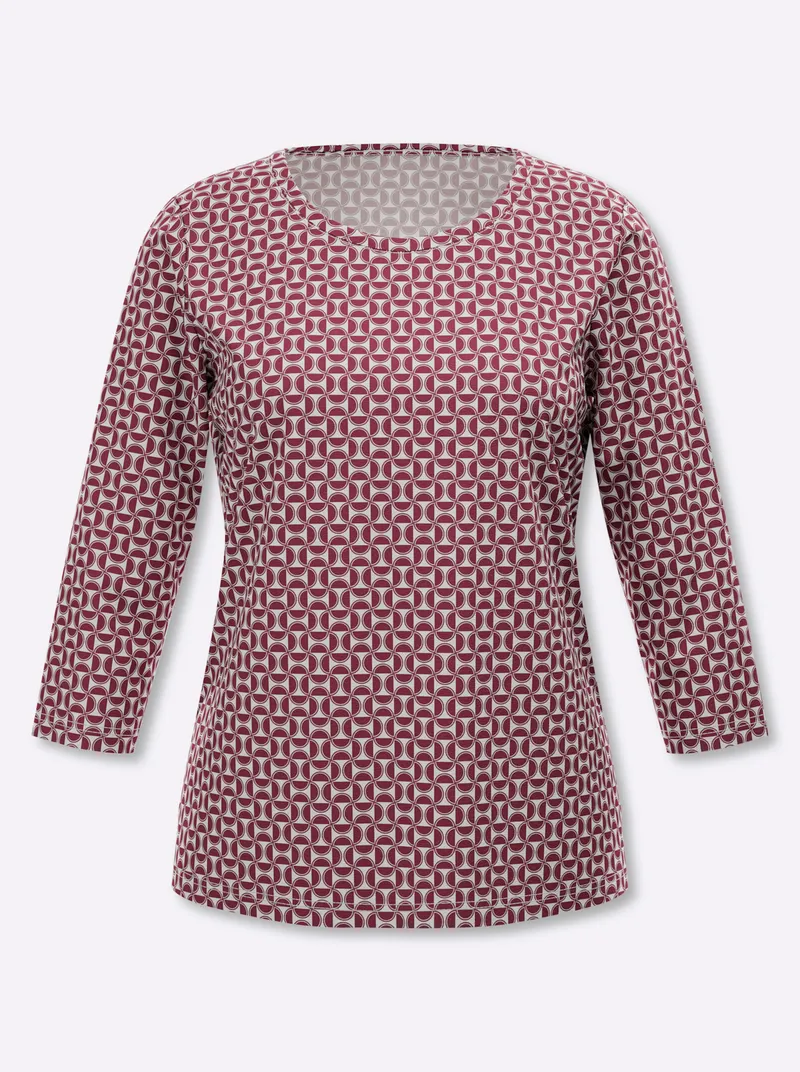 Witt Print-Shirt bordeaux-ecru-bedruckt, Bordeaux-ecru-bedruckt, – Produktbild 1 von 2