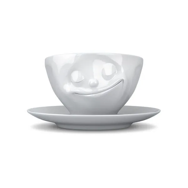 FIFTYEIGHT PRODUCTS FIFTYEIGHT PRODUCTS Dreidimensionale glückliche Porzellan Tasse – Produktbild 2 von 5