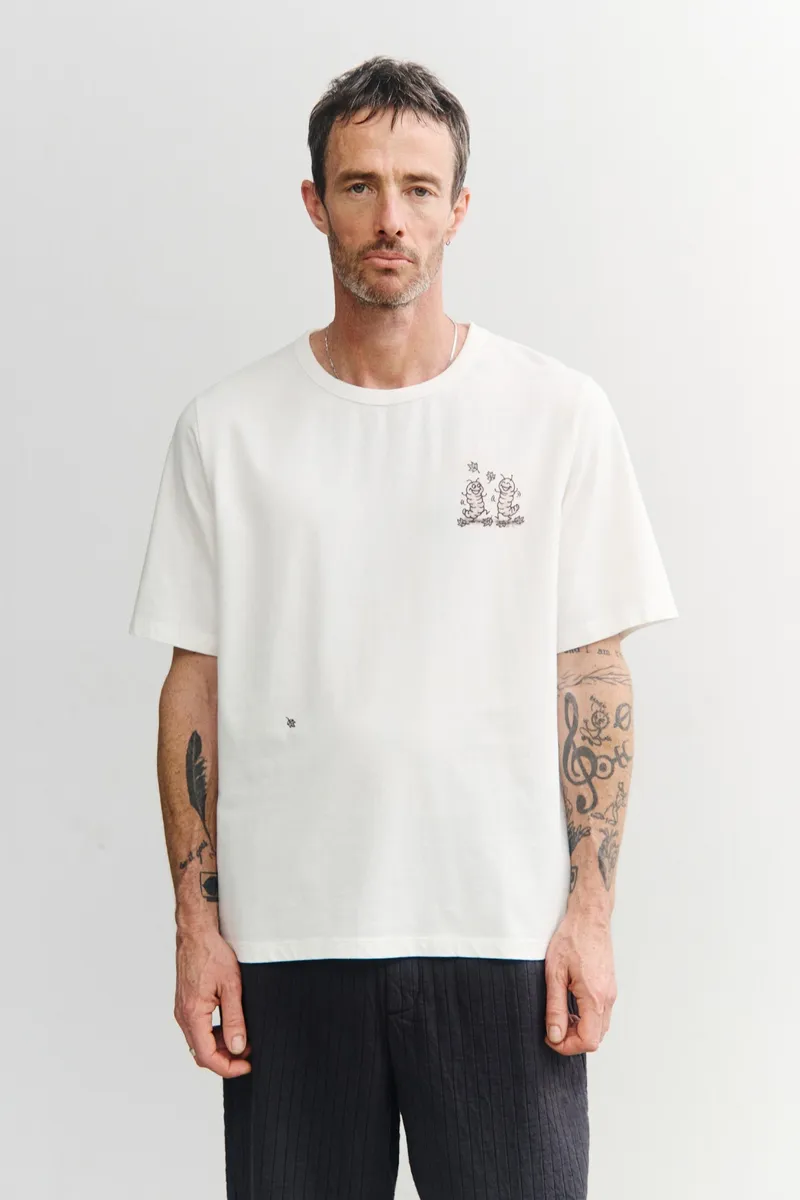 Rotholz Rotholz Herren vegan T-Shirt Caterpillar Weiß, Weiß, – Produktbild 2 von 2