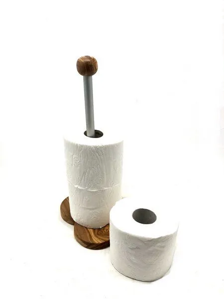 Olivenholz erleben Olivenholz erleben WC-Rollenhalter KLASSIK & DESIGN mit Sockel in Herzfrom aus Olivenholz – Produktbild 2 von 7