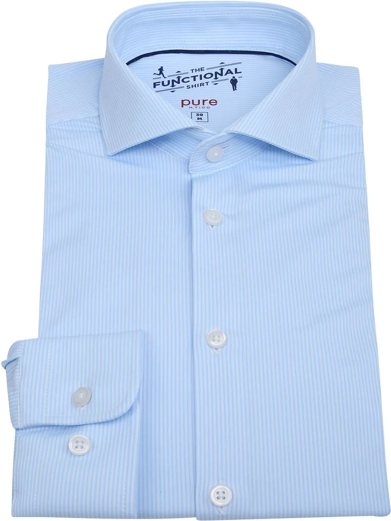 Pure Pure H.Tico The Functional Shirt Streifen Blau - Größe 42 (L), Hellblau, – Produktbild 3 von 3