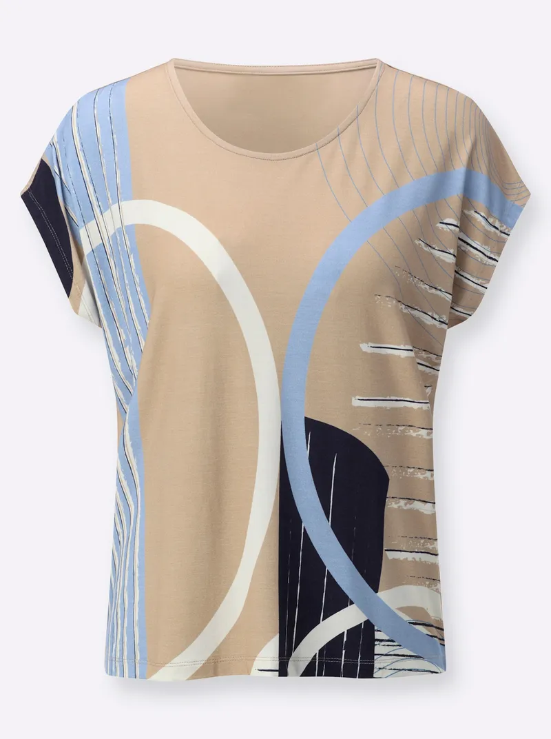 Witt Rundhalsshirt beige-bleu-bedruckt, Beige-bleu-bedruckt, – Produktbild 2 von 2