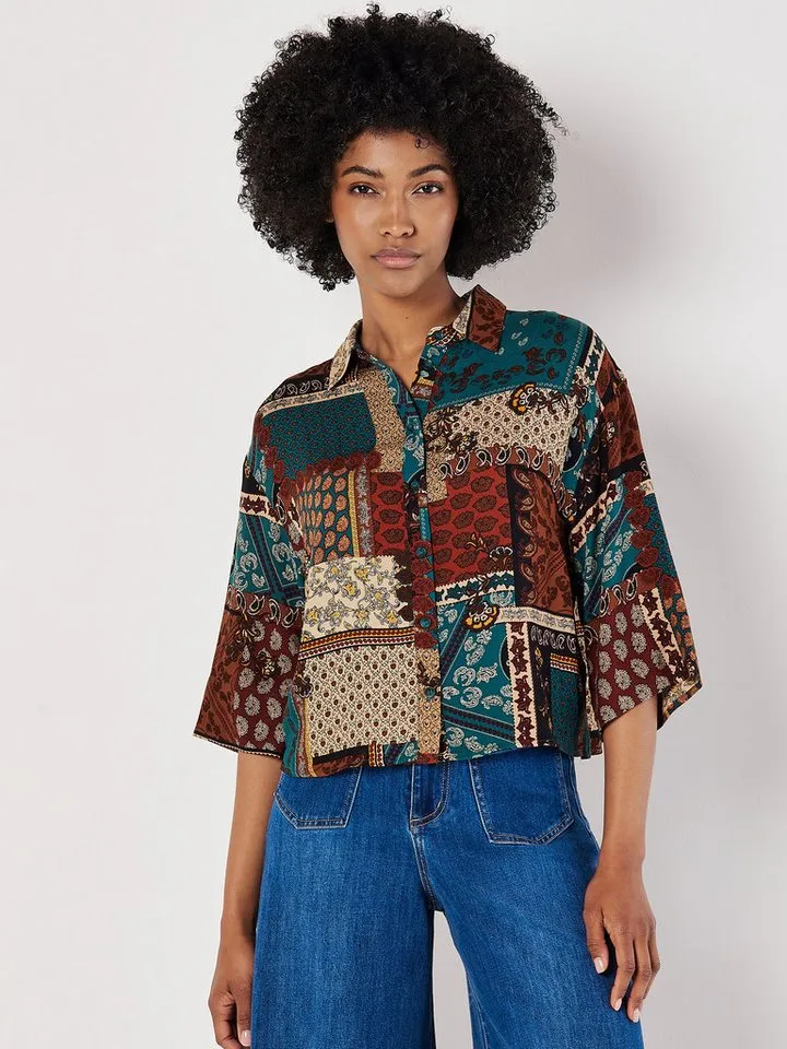 Apricot Apricot T-Shirt Patchwork-Paisley-Shirt in Box-Fit, Rot, – Produktbild 1 von 5