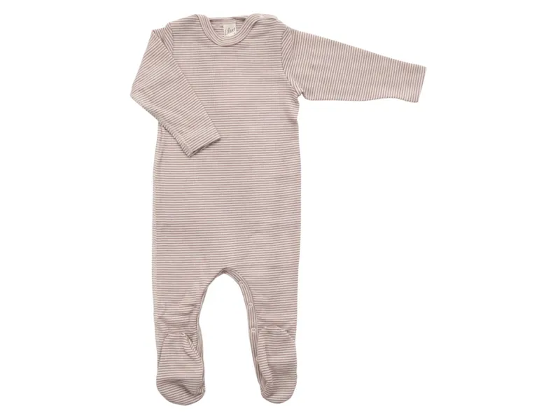 Lilano Lilano Baby Strampler mit Fuß Wolle Seide mauve-geringelt Gr.68, Rosa, – Produktbild 1 von 1
