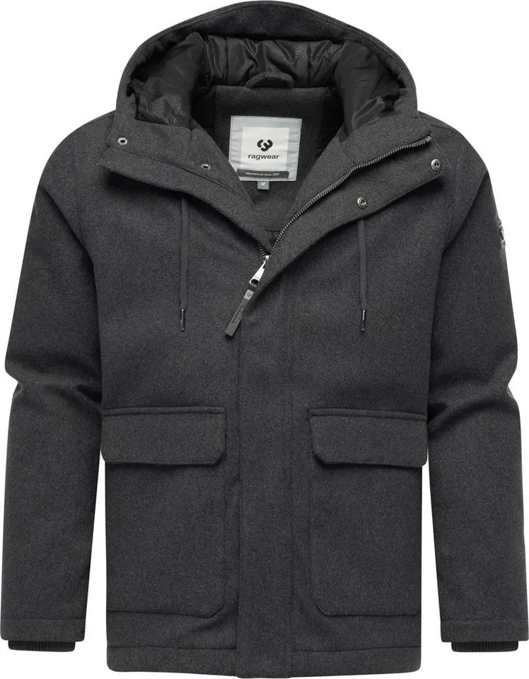 ragwear ragwear Outdoorjacke Mr Them Felt YOUMODO Warmer Herren Wollmantel mit großen Pattentaschen, Grau, – Produktbild 5 von 5