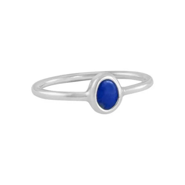 pakilia pakilia Silber Ring oval Fair-Trade und handmade, Blau, – Produktbild 4 von 4